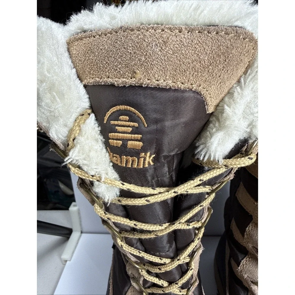 Kamik Snow Valley Brown Leather Faux Fur Thinsulate Snow Boots Women's‎ 8